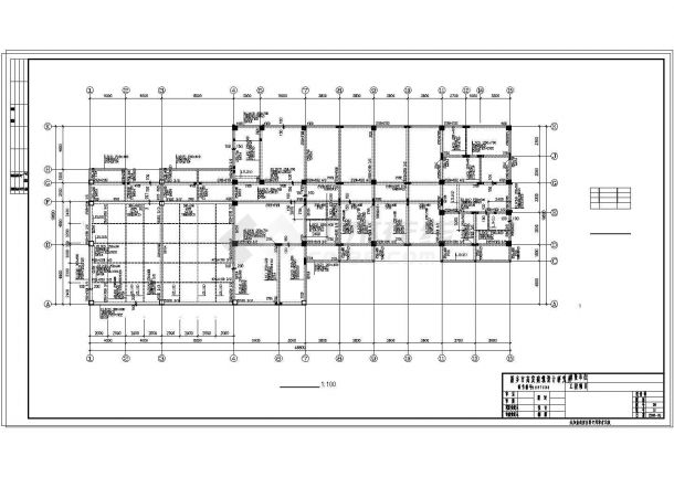 某地三层办公楼局部井字梁结构cad设计施工图纸-图二