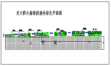 东大桥头人行道旁绿化cad设计图纸-图二