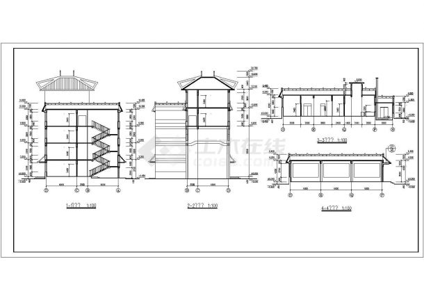 某学校多层框架结构教学楼设计cad全套建筑施工图（含设计说明，含宿舍楼及食堂设计，含总平面图）-图一
