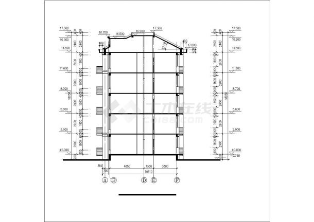 2800平米5五层砖混住宅楼平立剖面设计CAD图纸（含阁楼）-图一