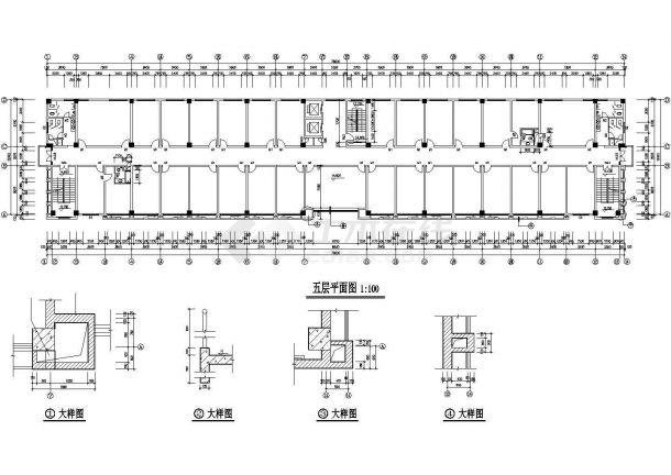 某9462㎡七层框架办公楼建筑施工CAD图纸（高32米）-图二