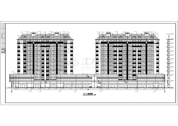 两栋8500平米11层框混结构连排商住楼建筑设计CAD图纸（1-2层商用）-图二