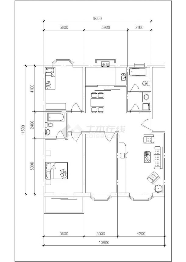 天津某新建小区60-140平米左右的平面户型设计CAD图纸（共45张）-图一