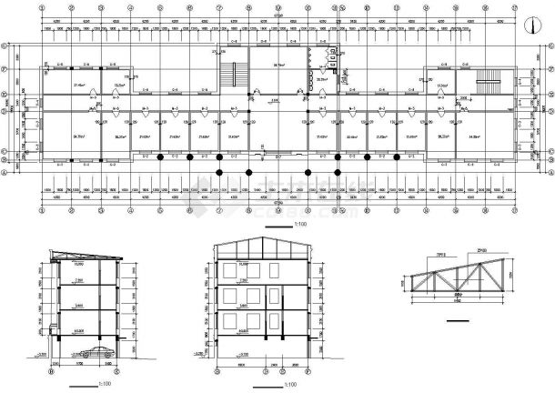某五层办公楼建筑、结构建筑施工CAD图纸-图二