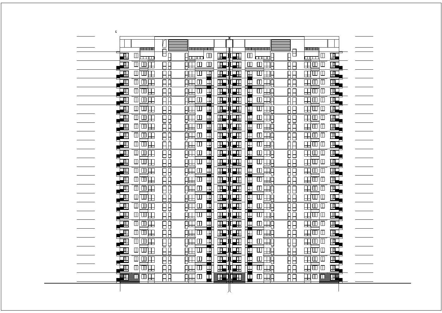 深圳某小区2.1万平米左右26层框剪结构住宅楼平立剖面设计CAD图纸