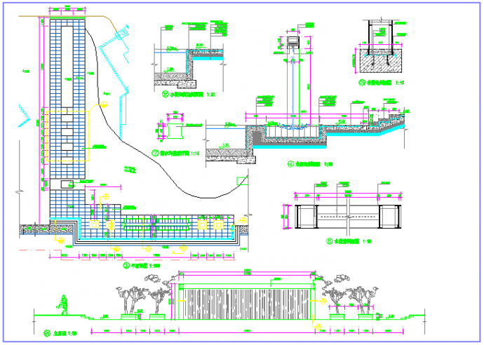 某居住区水景做法CAD大样节点设计图_图1