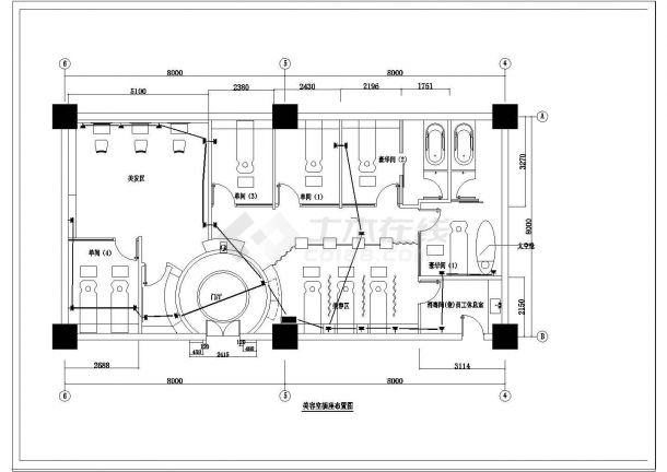 小型美容院室内装修cad施工图纸-图二