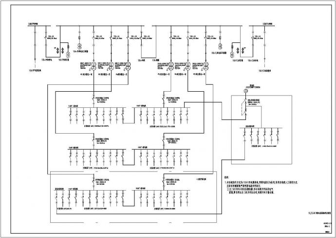 某商场10KV变电所CAD电气设计节点接线图_图1
