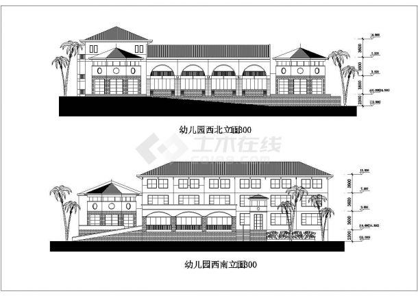 某框架结构三层幼儿园建筑设计cad建筑方案图纸-图二