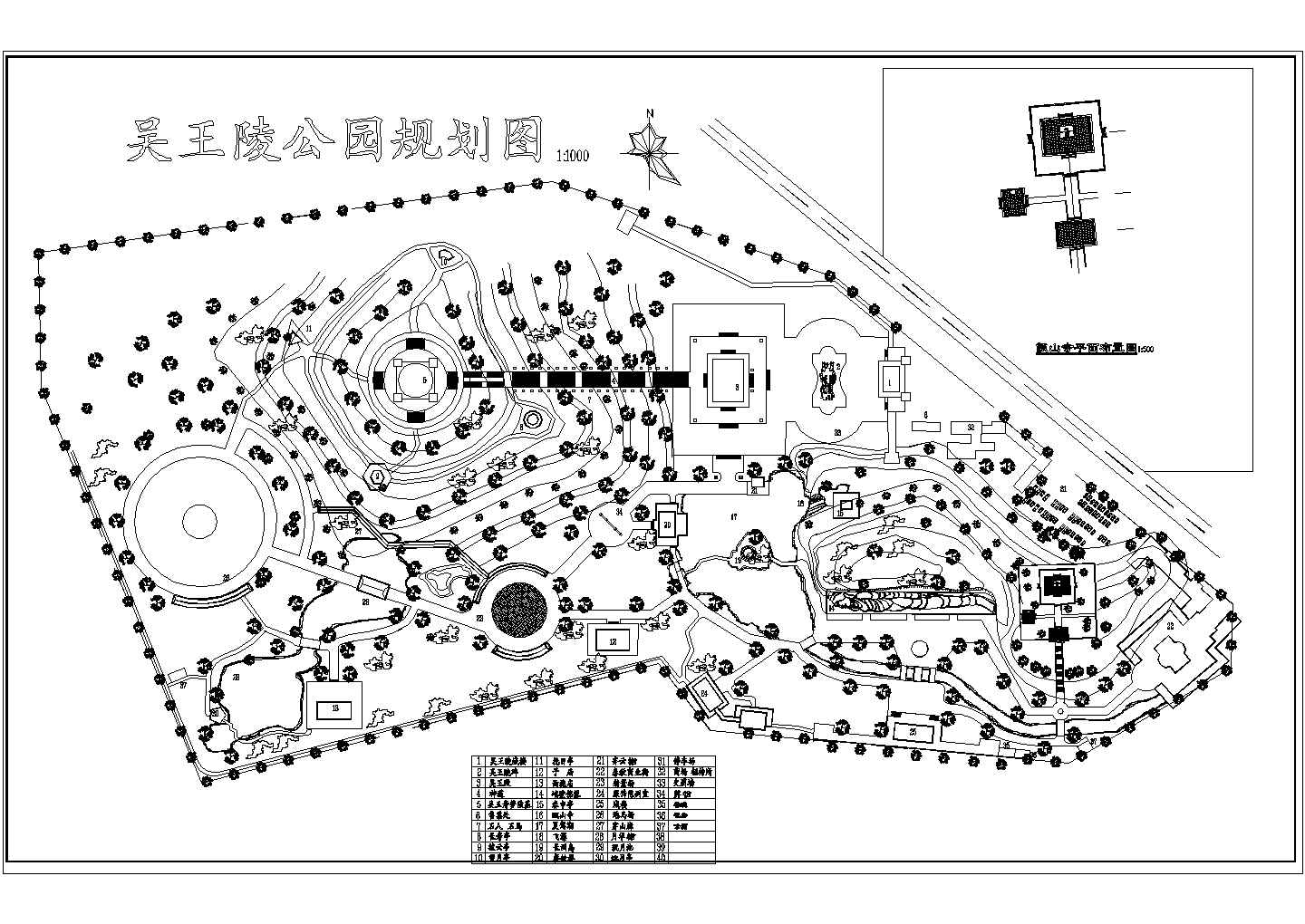 公园广场绿化CAD图纸-吴王陵规划总平面图