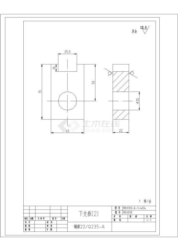 某下支板CAD构造节点平立剖-图一