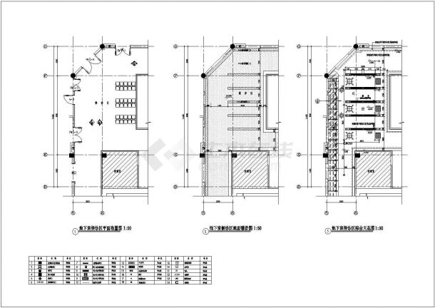 某地下室侯诊区放大平面天花地坪图CAD完整设计图纸-图一