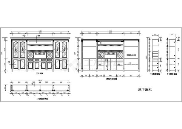 一套30款实木酒柜CAD装修设计图-图一