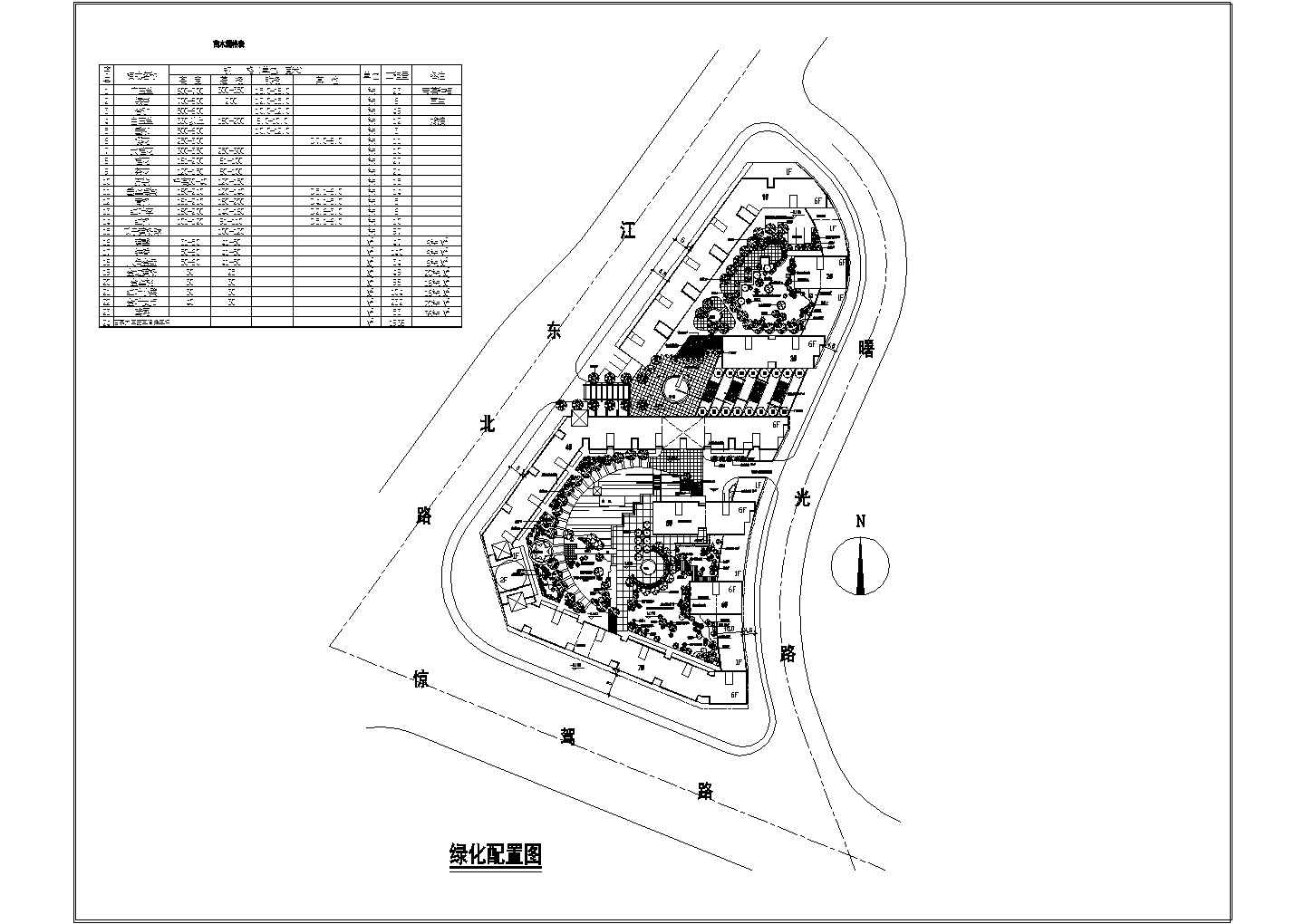公园广场绿化CAD图纸-小地块景观环境设计绿化配置图