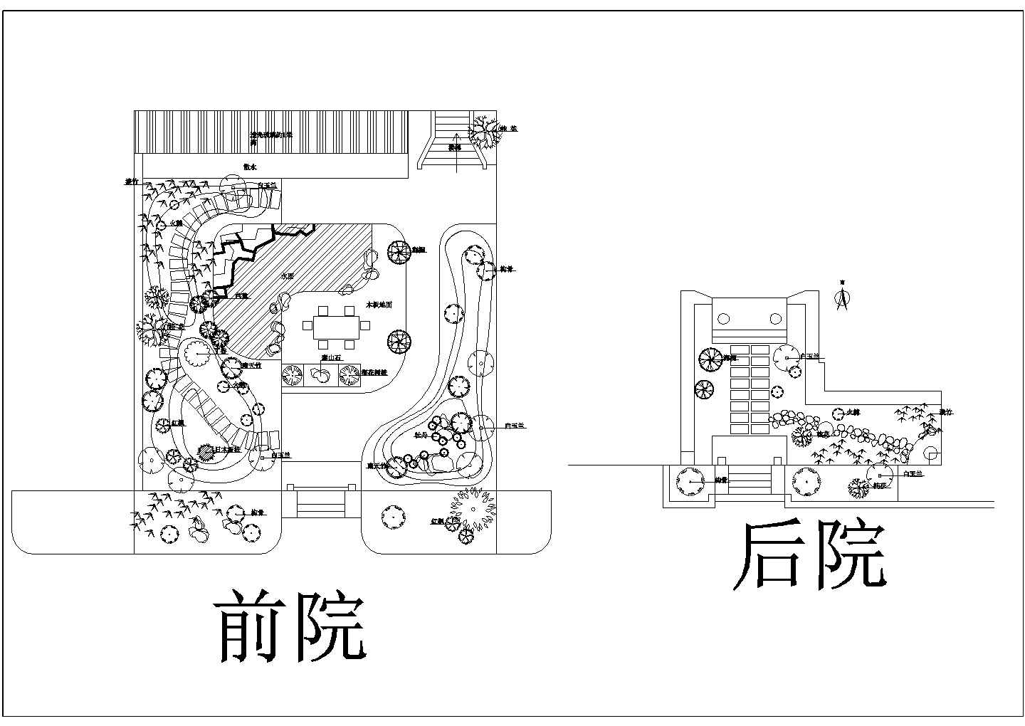 公园广场绿化CAD图纸-小院绿化设计