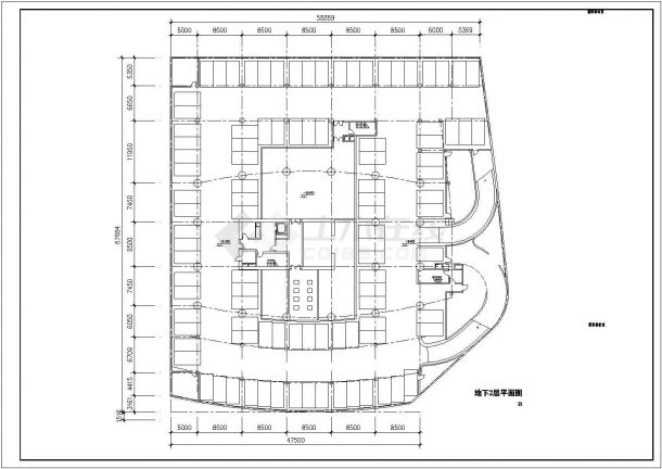 6层办公楼建筑设计CAD方案图（含地下双层设计）-图一