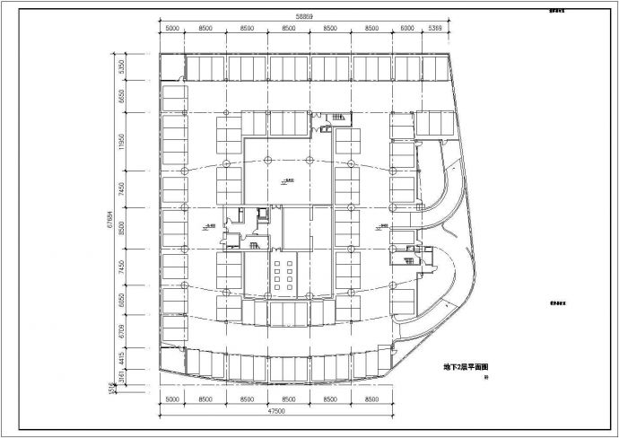 6层办公楼建筑设计CAD方案图（含地下双层设计）_图1
