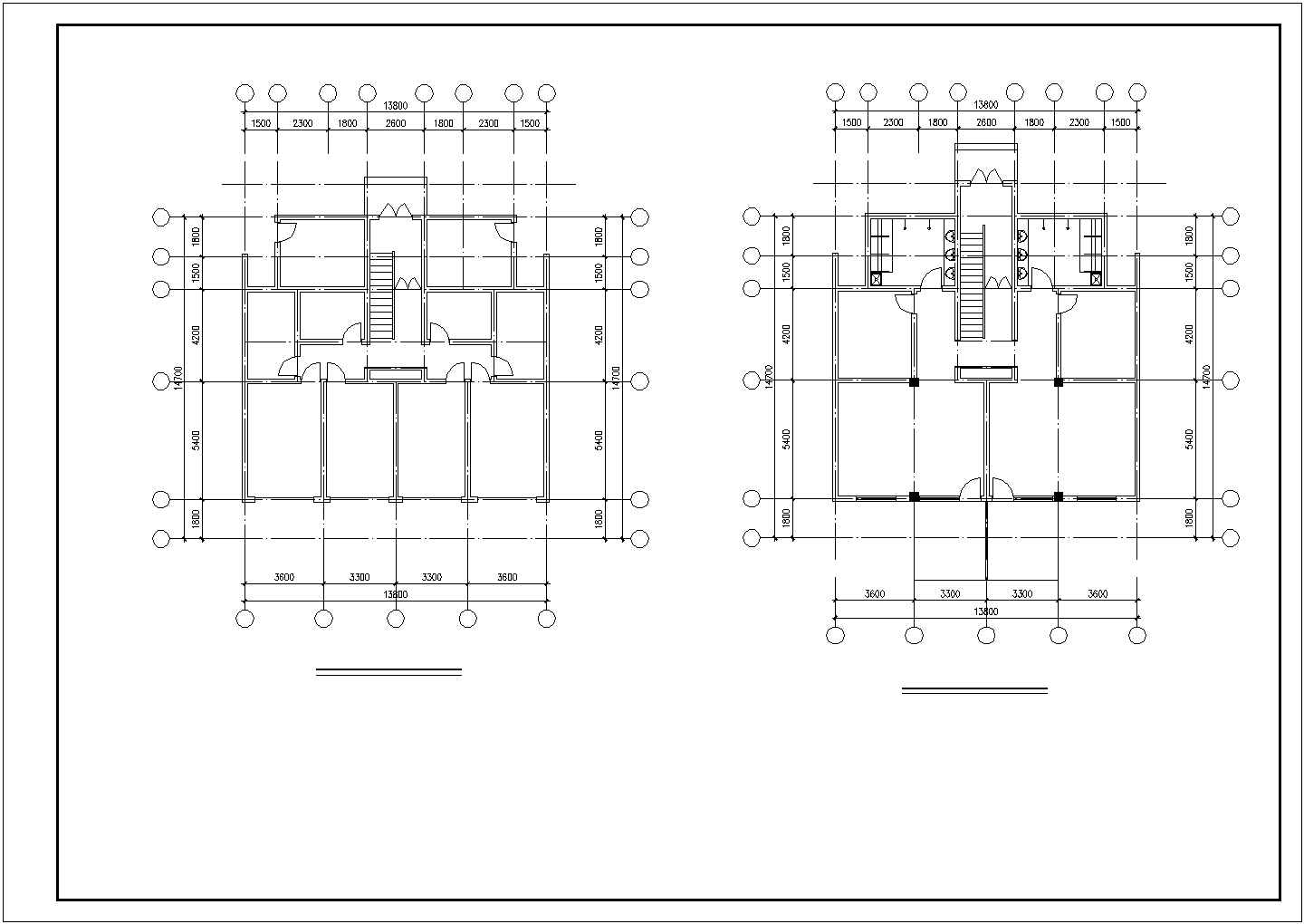 5600平米6层框混住宅楼平立剖面设计CAD图纸（含阁楼和半地下室）