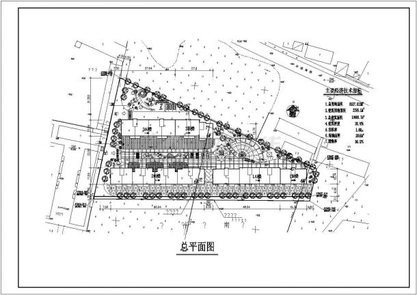 杭州市临安区楠园小区总平面规划设计CAD图纸（占地8千平）-图一