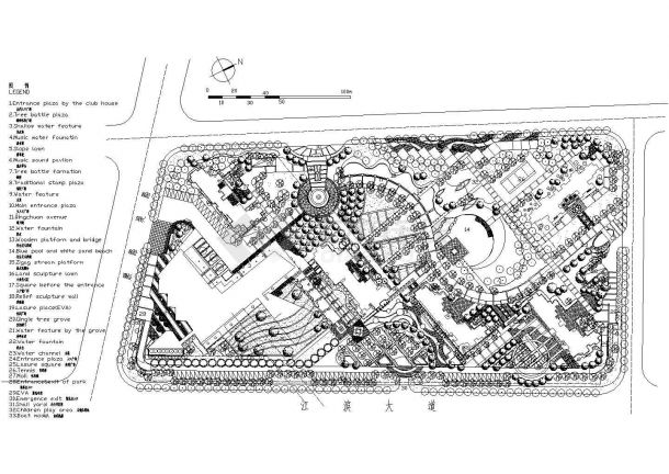 某经济中心高级商业小区规划方案设计施工CAD图纸-图一