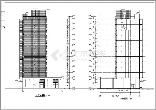 锦州市信都花园小区11层框混结构住宅楼建筑设计CAD图纸（含跃层）-图一