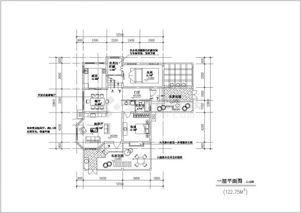 成都市星耀小区290平米三层砖混结构高档的单体别墅建筑设计CAD图纸-图一