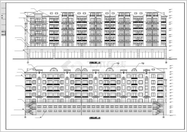 上海市天悦小区6层砖混结构住宅楼建筑设计CAD图纸（1-层商用/带阁楼）-图二
