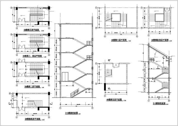 6层办公楼建筑设计CAD图纸（含机房层设计）_图1