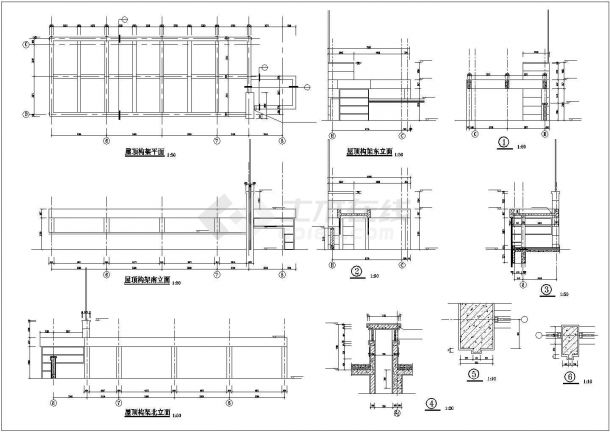 6层办公楼建筑设计CAD图纸（含机房层设计）-图二