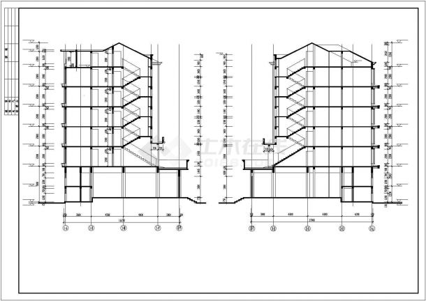 上海市虹桥花园小区6+1层框混结构住宅楼全套建筑设计CAD图纸-图二