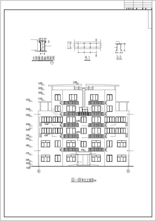 青岛市某小区7800平米5+1层框架结构住宅楼全套建筑设计CAD图纸-图二