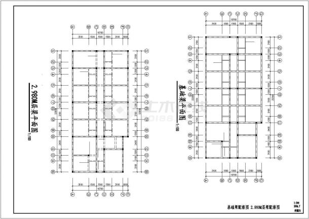 3900平米4层框混结构连锁宾馆建筑+结构设计CAD图纸-图二