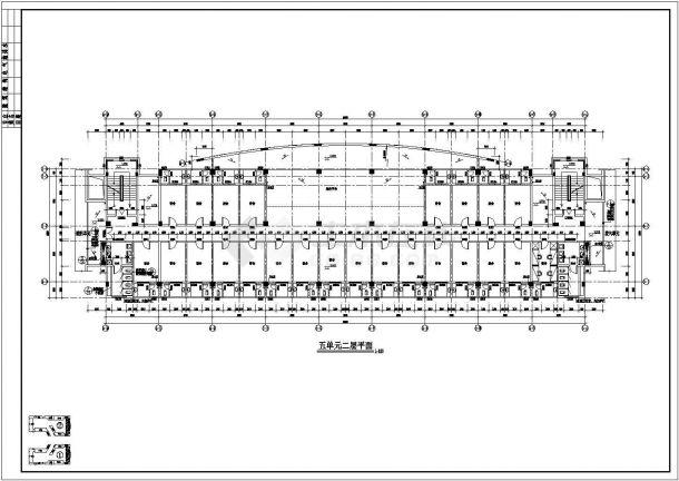 某学校多层框架结构学生宿舍楼设计cad建筑平面施工图-图二