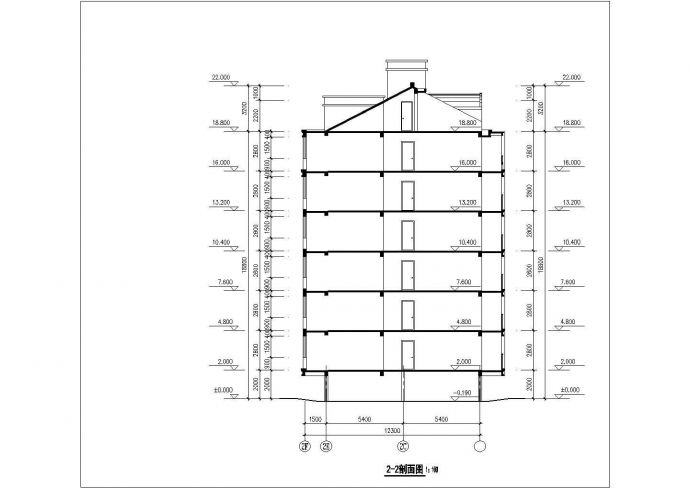 3800平米6层框混结构住宅楼平立剖面设计CAD图纸（含阁楼和车库层）_图1