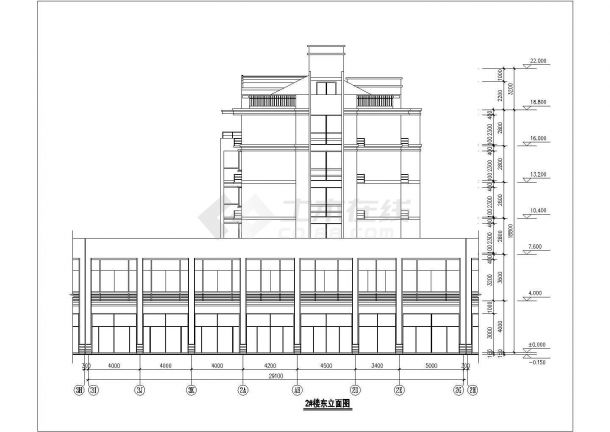 3800平米6层框混结构住宅楼平立剖面设计CAD图纸（含阁楼和车库层）-图二