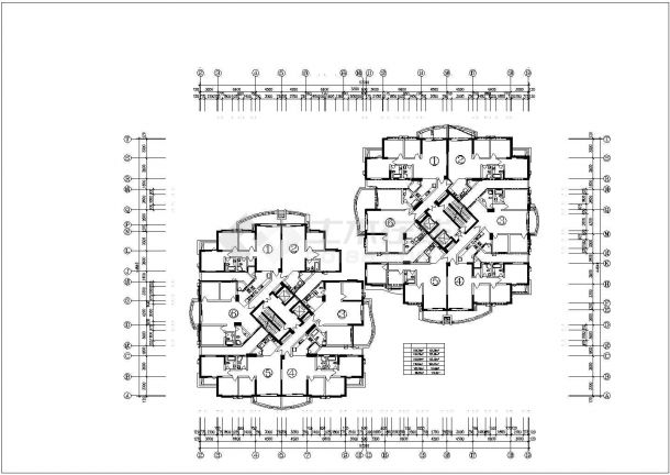 3万平米两栋28层框混结构商住楼平面设计CAD图纸（1-2层商用）-图一