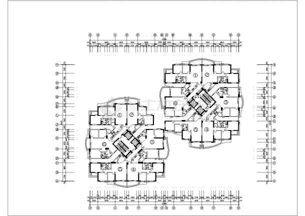 3万平米两栋28层框混结构商住楼平面设计CAD图纸（1-2层商用）-图二