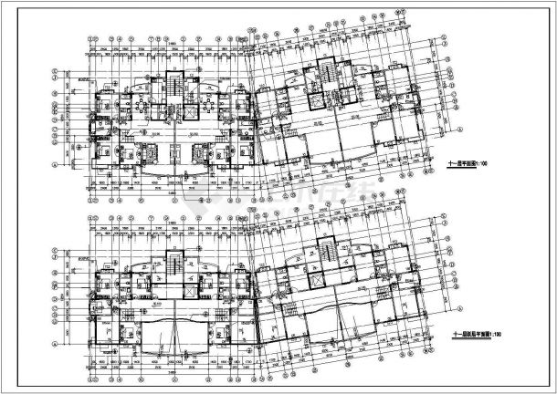 7200平米11+1层框架结构住宅楼建筑设计CAD图纸（含架空层）-图二