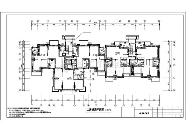 某11层(1LT1DT2户3户2单元)住宅楼给排水施工图纸（标注明细）-图二