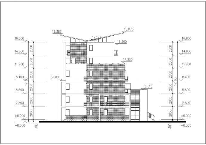 阜阳市某居住区1900平米6层砖混结构住宅楼平立剖面设计CAD图纸_图1