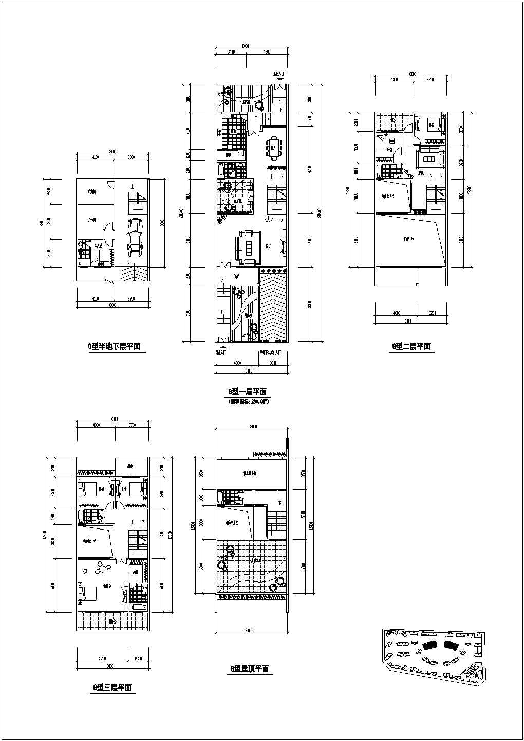 澳门AG户型平面底商私人住宅楼设计CAD详细建筑施工图