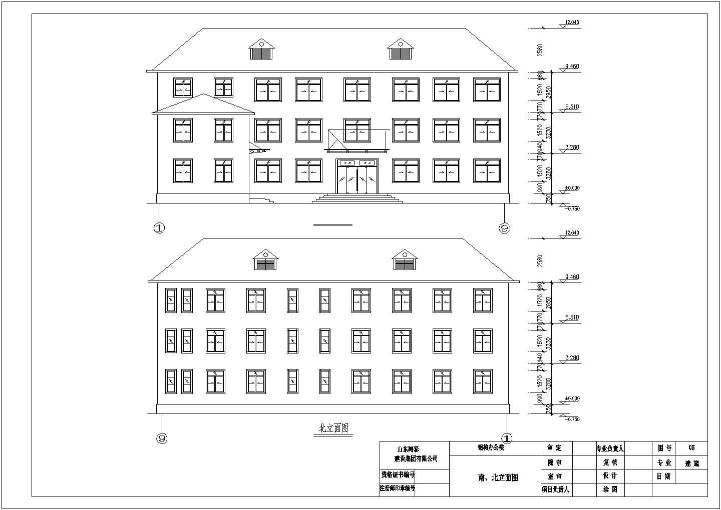 某钢构办公楼建筑及结构设计施工CAD图纸