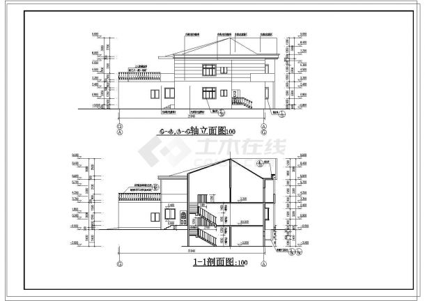 两层两户双联式别墅建筑设计施工图-图二