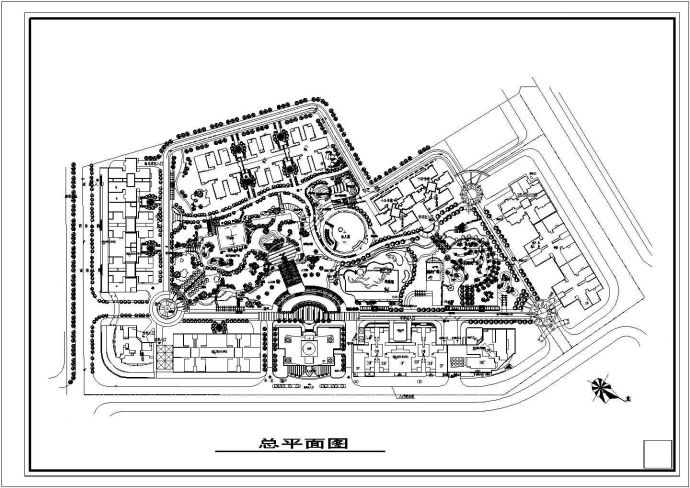 某经济中心商业高层居民小区规划方案设计施工CAD图纸_图1