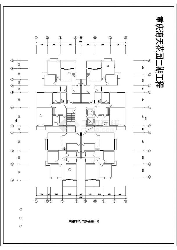 某经济中心商圈高层小区全套规划方案设计施工CAD图纸-图二