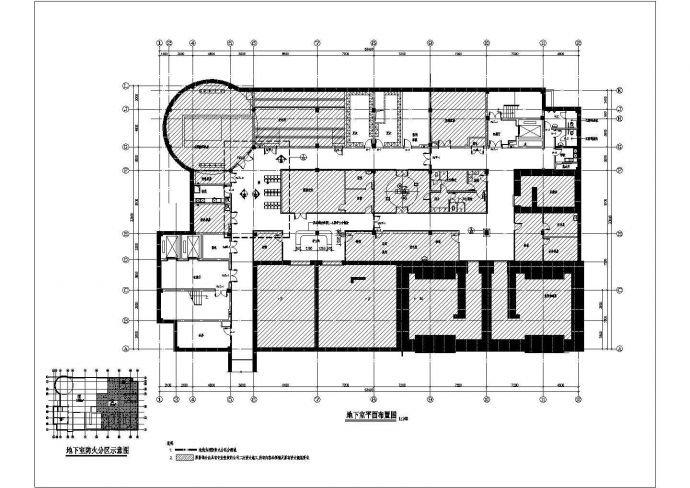 某医院地下室CAD设计详细构造平面布置图_图1
