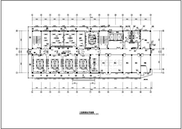 某地区七层门诊及住院楼给排水工程设计全套CAD图（含消防给水总平面图）-图一