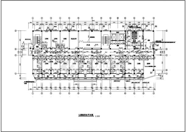 某地区七层门诊及住院楼给排水工程设计全套CAD图（含消防给水总平面图）-图二