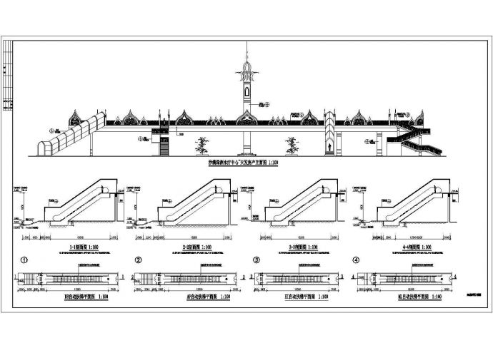 某市大型人行天桥建筑设计施工图_图1