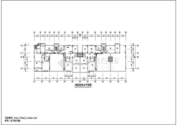 某4层某古街A座住宅楼给排水施工图纸（标注明细）-图二